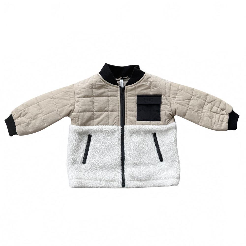NEW BABYSPROUTS kids quilted sherpa jacket in cream